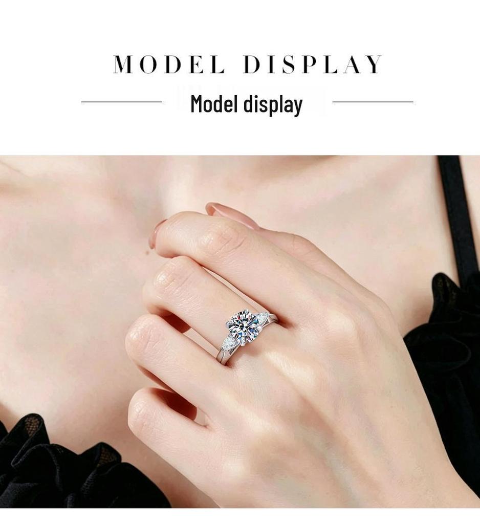 Women's 925 Sterling Silver D Color 1 Carat Moissanite Three-Stone Proposal Ring