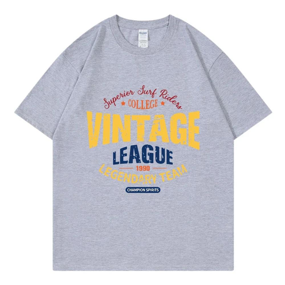 Summer Men's Retro Fashion Letter Print 100% Pure Cotton T-shirt, Loose and Breathable, Street Round-neck Short-sleeved Top