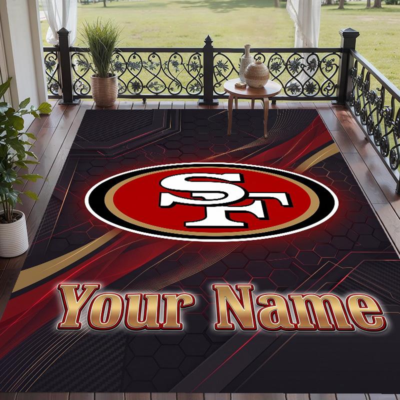 Custom Text Printed Rug San Francisco 49ers Non Slip Floor Carpet For Home Room Decor