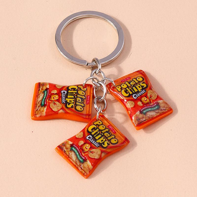 Fashion Resin Food Snacks Potato Chips Keychain for Women Handmade Keychains Car Key Handbag Pendant Jewelry Gifts