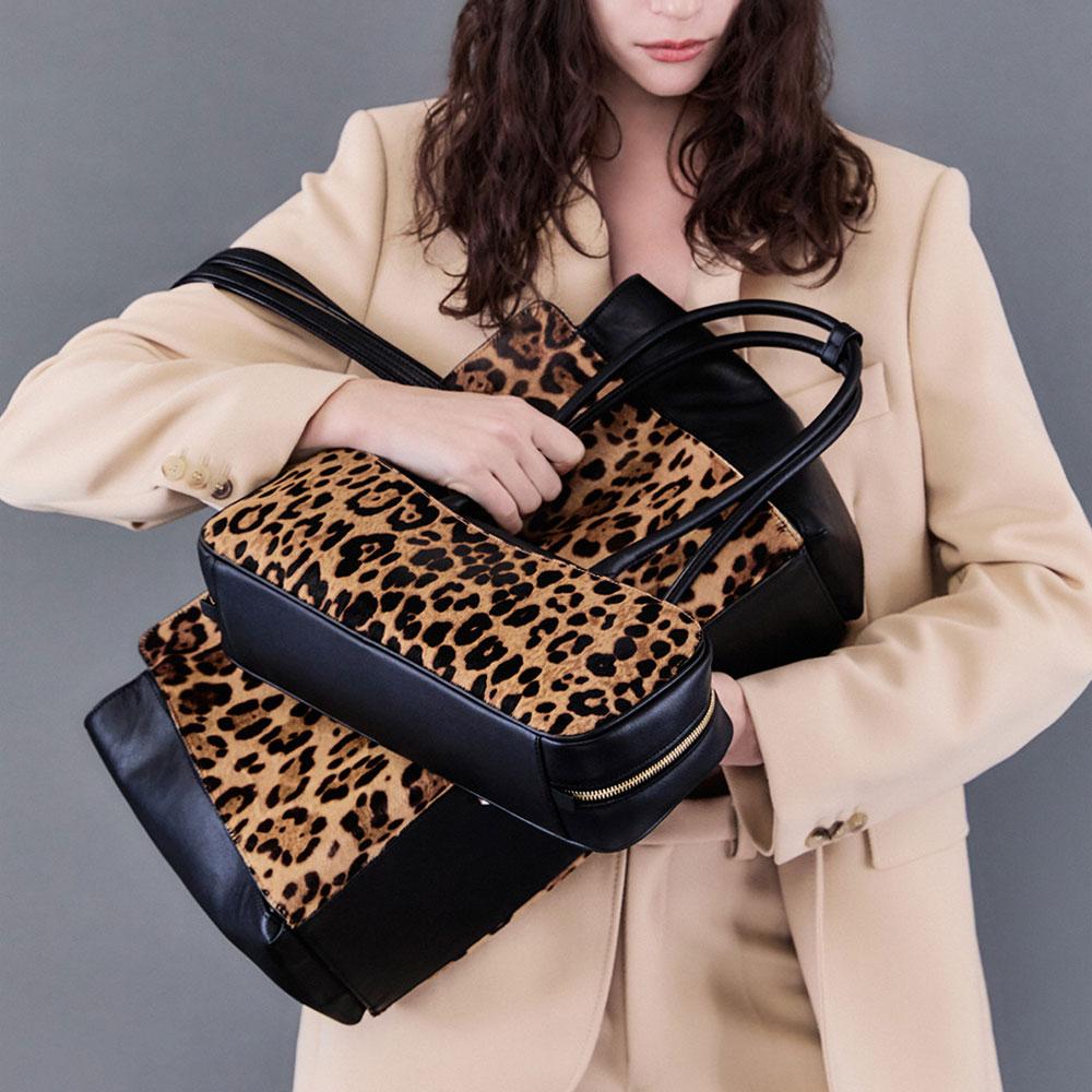 Couronne Ines Tote 42 Leopard (Black&Dark Brown)_Rcbtx24648Mtx