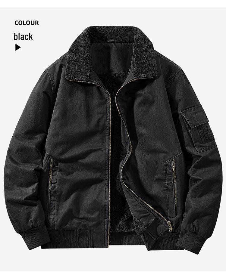 2025 Men's Autumn/Winter Plus Velvet Thick Warm Casual Workwear Jacket 2520