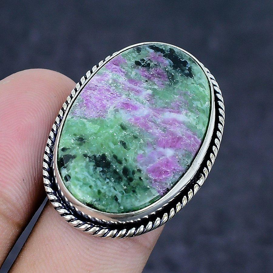 Natural Ruby Zosite Gemstone 925 Sterling Silver Jewelry Ring Size 6 U9e46