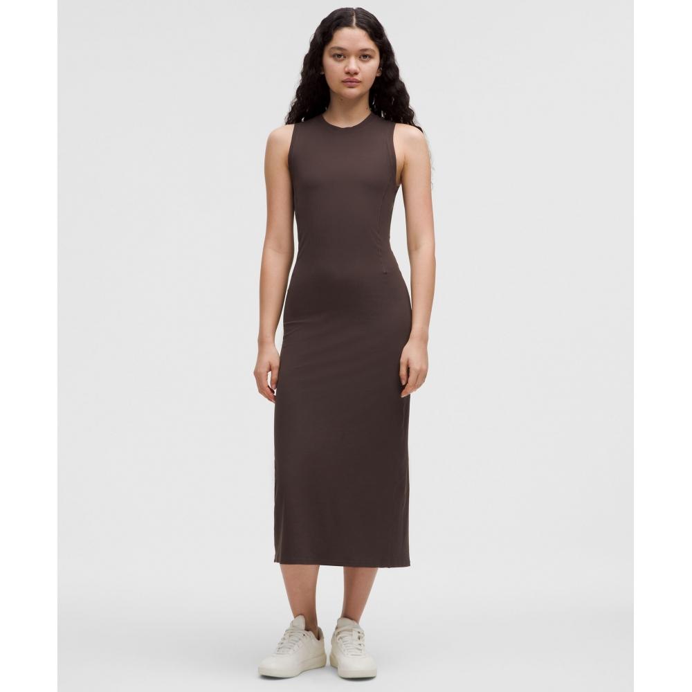 

Lululemon All Aligned Ribbed Midi Dress Espresso 8