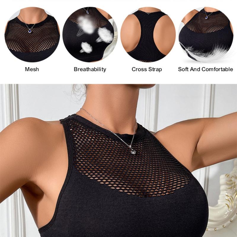 Summer Hollowed Out Tank Tops Women's Beautiful Back Sleeveless Top Slim Solid Short Female Camis Vest