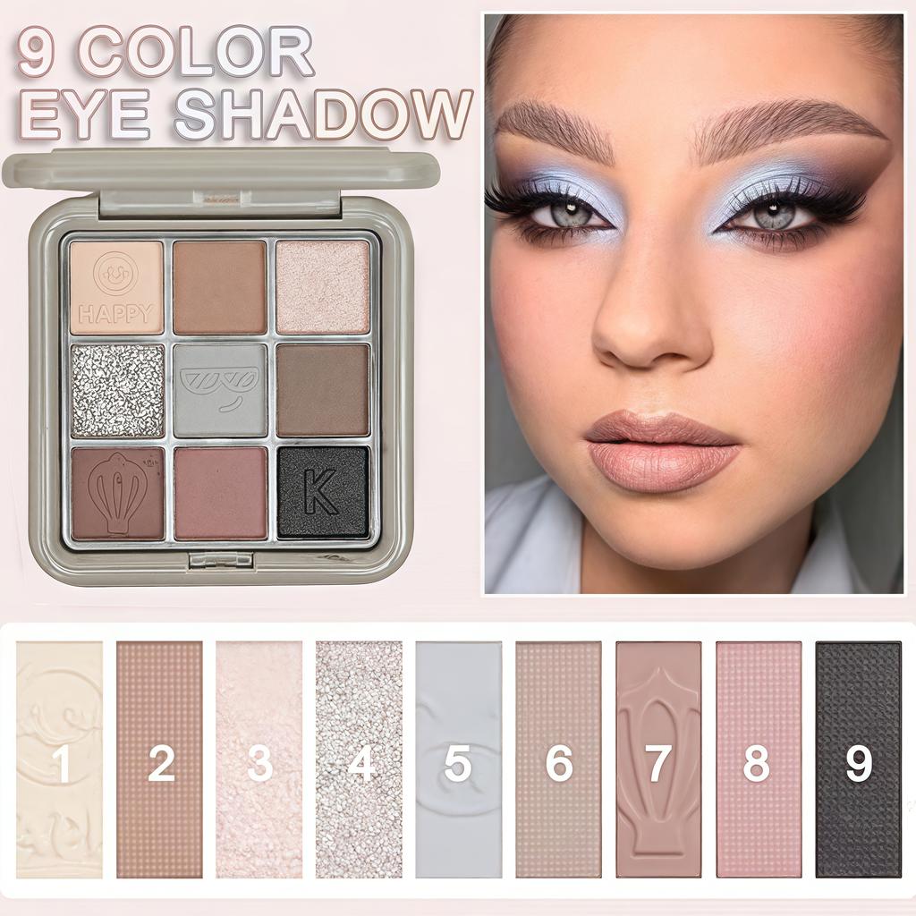 9-Color Eyeshadow Palette  Matte & Shimmer Eyeshadows with Light Purple To Dark Brown Tones, High Mixable Shades for Everyday  Makeup Looks
