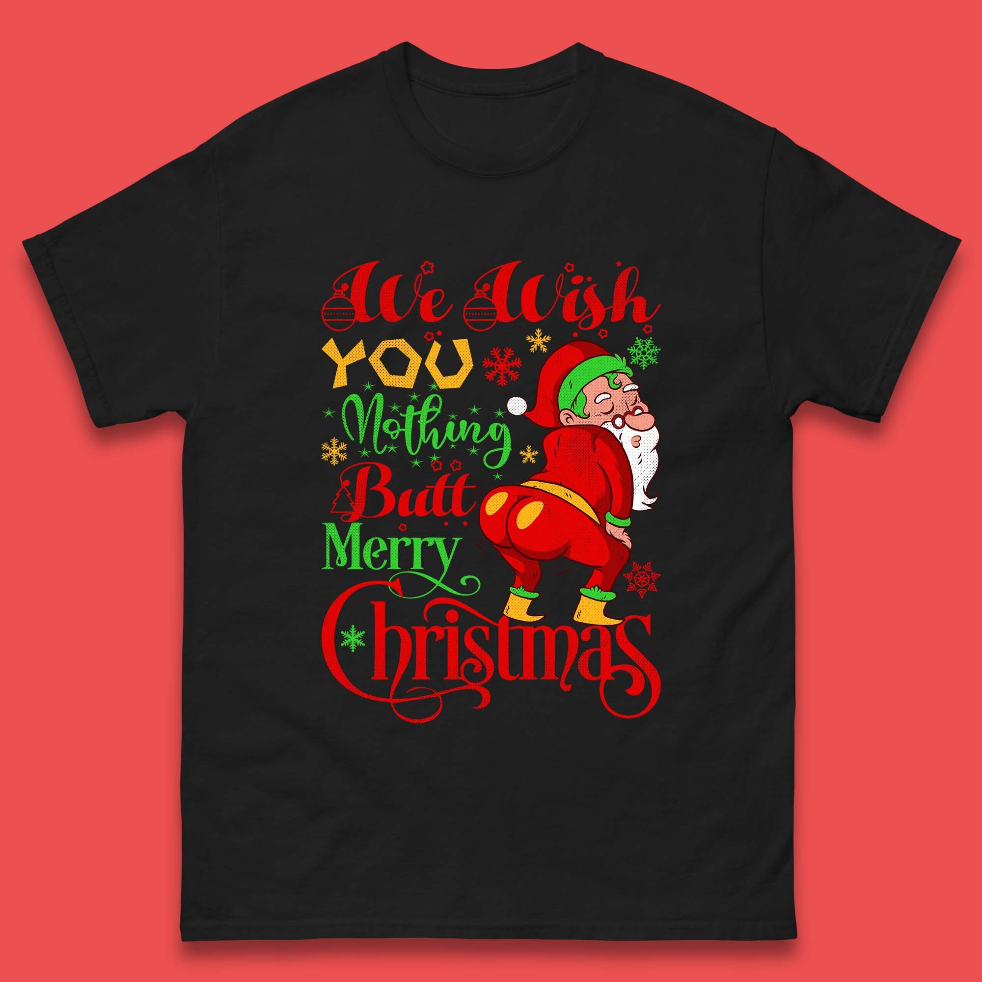 Merry Christmas Naughty Santa Claus Mens T Shirt Womens Tops Tees L