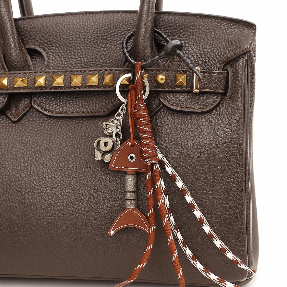 Bag Hanging Leather Fishbone Keychain PU Leather Woven Ropes Keyring  Small Gifts