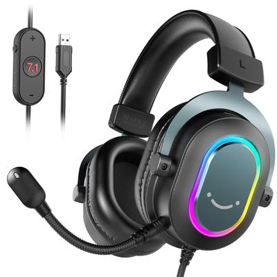FIFINE AmpliGame H6 Auriculares Gaming con Sonido Envolvente Gaming con RGB Audio Compatibles con Tres Ajustes de EQ Música Desmontable Volumen Ajustable y