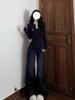 Women's Button-Up Plush Long-Sleeve Crop Top - 2025 Autumn/Winter American Spicy Girl Collection