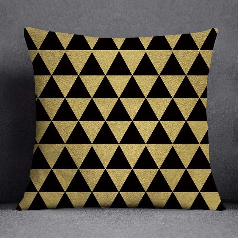 Quadratischer Kissenbezug mit geometrischem Blumenmuster in Schwarz und Gelb, dekorativer Kissenbezug für Zuhause und Büro