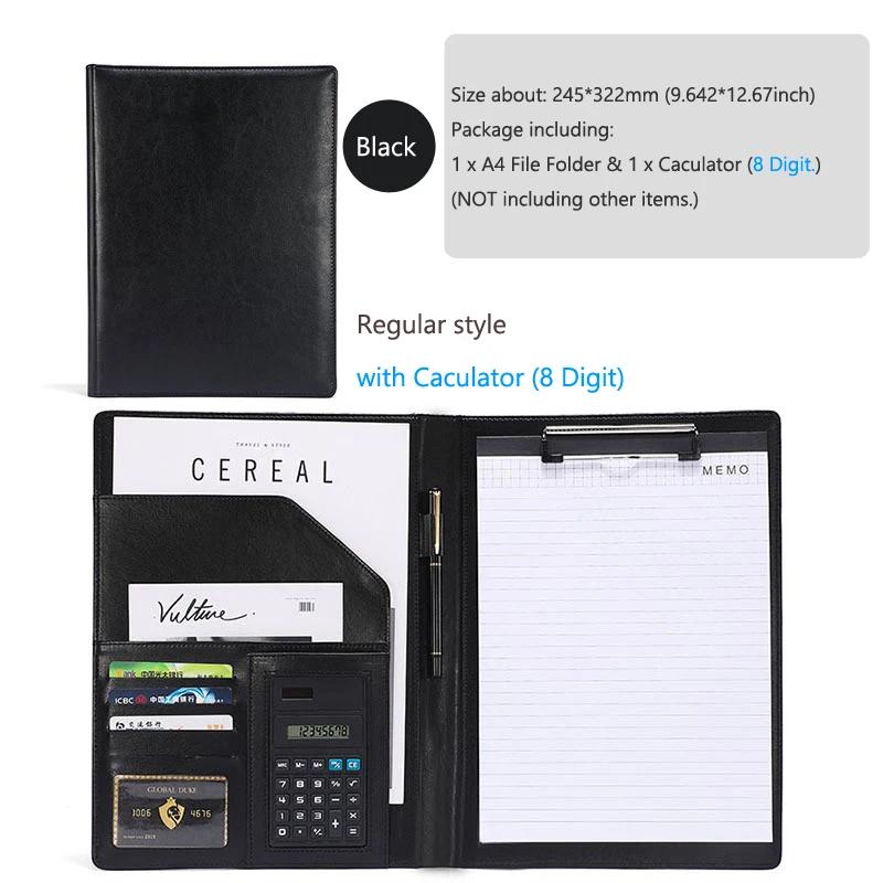 A4 Padfolio Man PU Padfolio File Folder Portfolio Business Document Holder Metal Clipboard Pad Document Organizer Holder Office