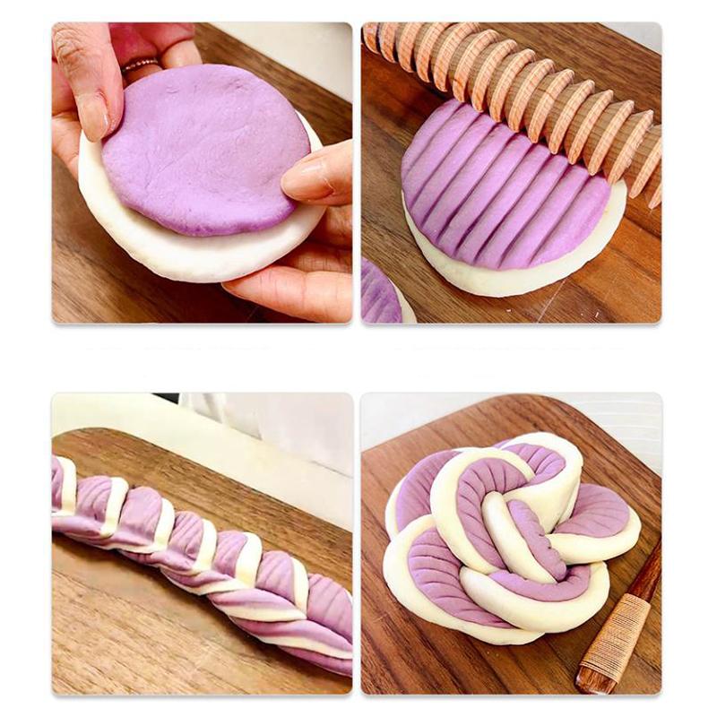 Screw Thread Design Wooden Embossing Rolling Pin for Creative Cookie and Pastry Baking in Kitchen