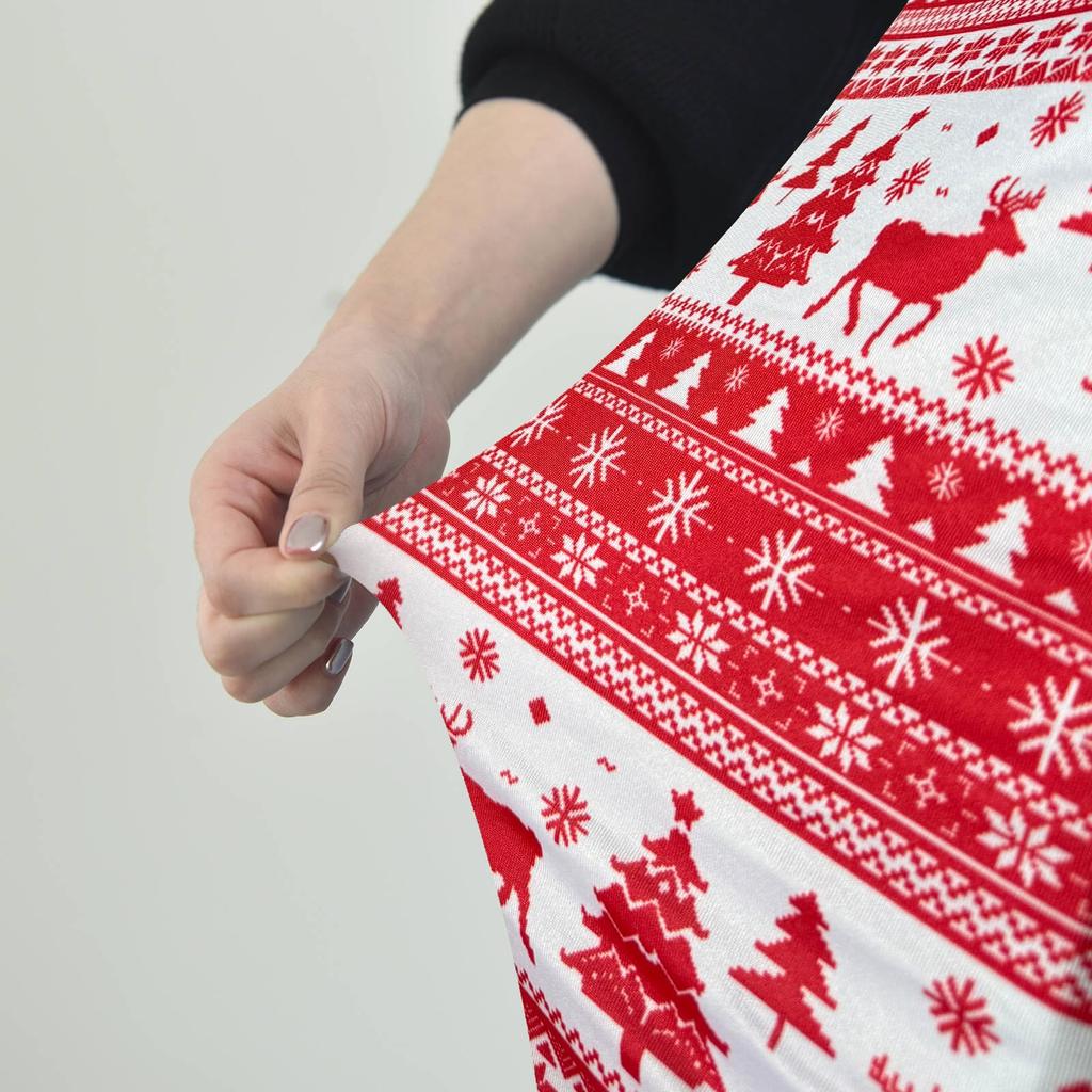 Red Christmas Chair Cover With Reindeer Pattern