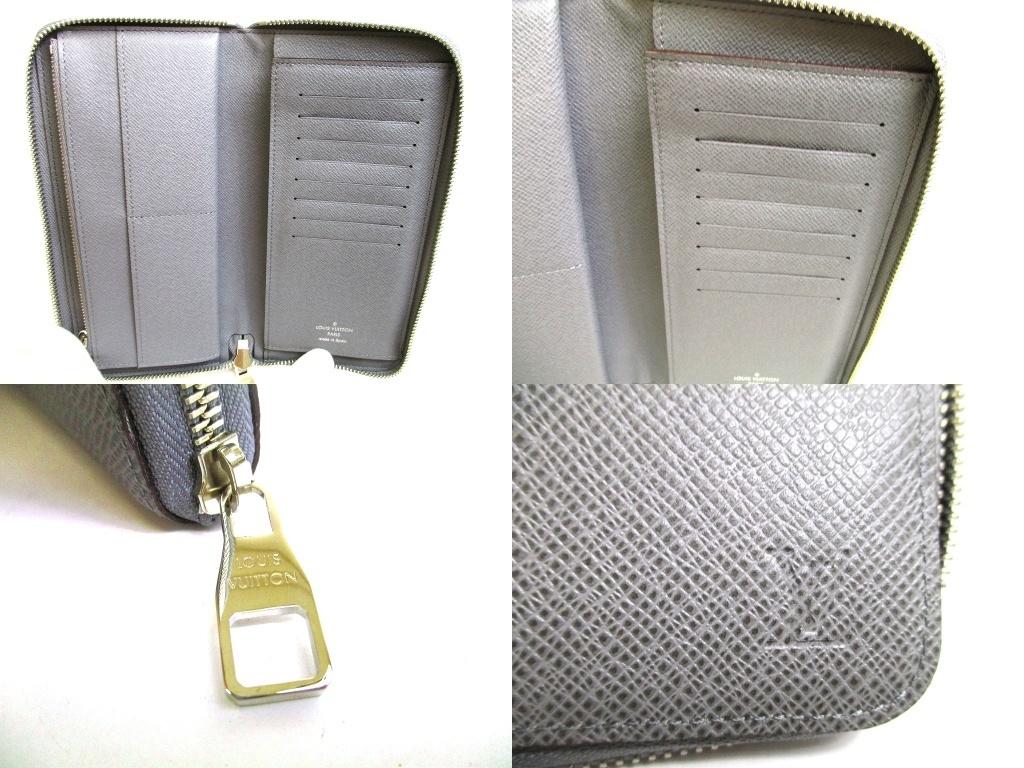Authentic LOUIS VUITTON Taiga Gray Leather Zippey Wallet Zippy Vertical #b249 Seller refurbished