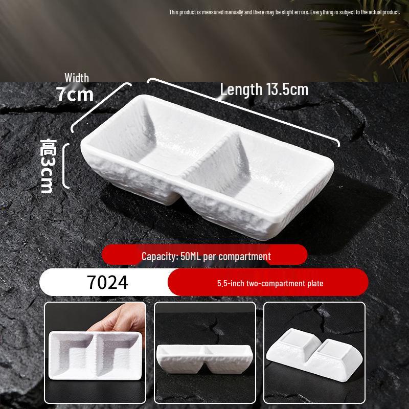 Melamine Porcelain-Style Rice Bowl & Dipping Sauce Dish Set