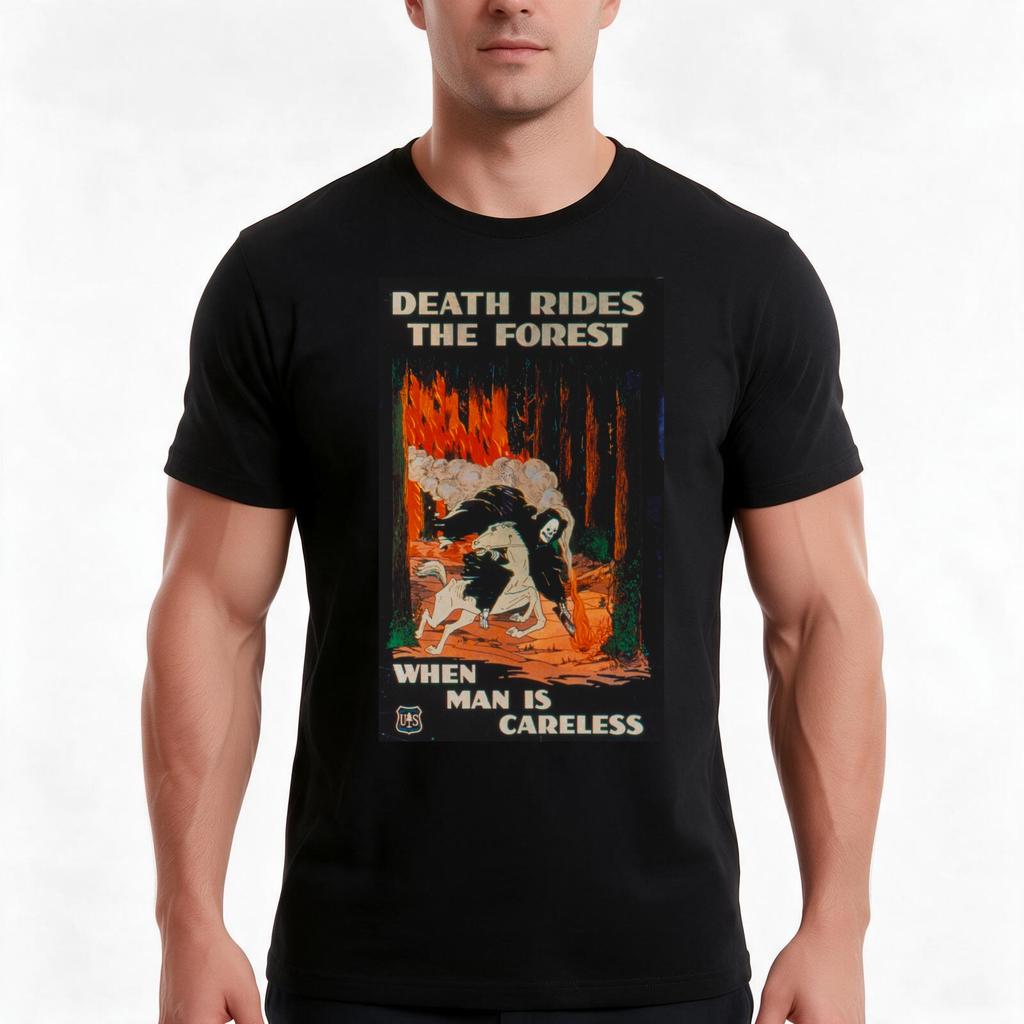 Death Rides The Forest When Unisex Is Careless Tshirt Summer Casual Cotton Tee Oversized Streetwear Tops Vintage Graphic Print
