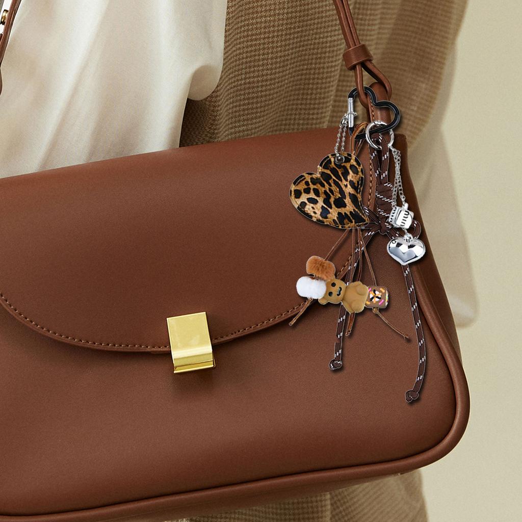 PU Bows Heart Keychain Charm Elegant Bag Accessory Gift For Women Girls Lightweight Bag Pendant For Purse Keys Phone