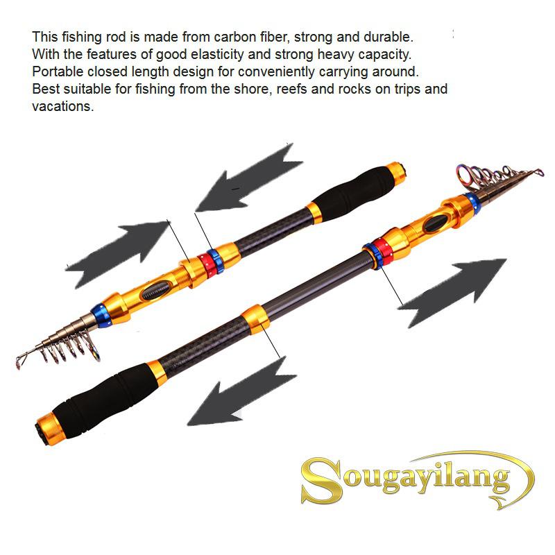 Fiskespö1,8-3,6 m teleskopisk spinnfiskspö Bärbar kolfiberspö för saltvatten