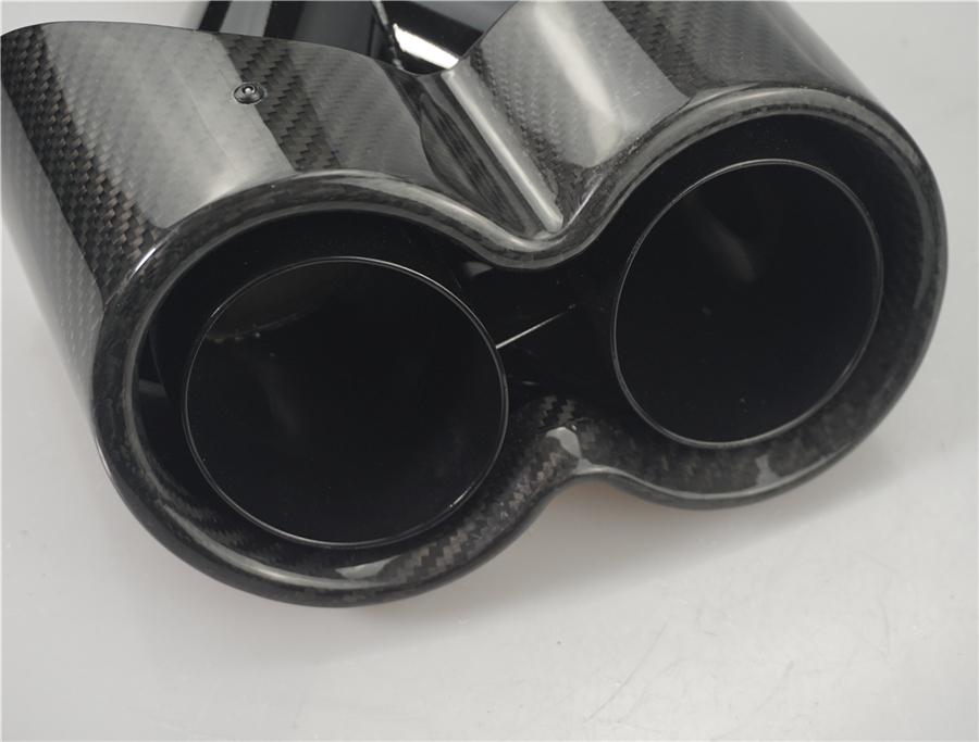 Universal Pair 63mm Inlet 3D Glossy 100% Real Carbon Fiber Car SUV Conjoined Dual Exhaust Pipe Tail Muffler Tip