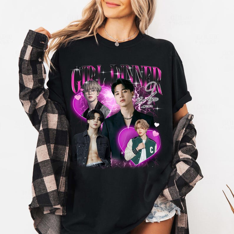 Jimin Park Vintage T-shirt, Girl Dinner Fans Homage Tee Hip Hop Streetwear Oversized Tshirt Short Sleeve Casual Clothing