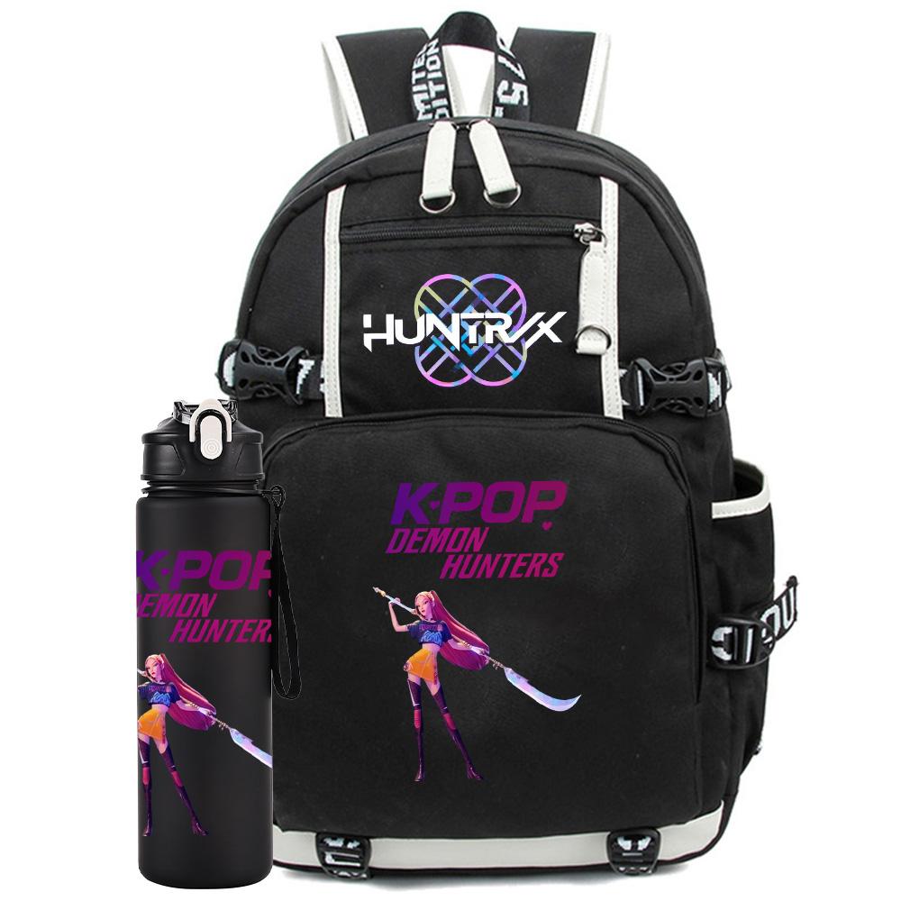 2 ks/sada K-Pop potištěný batoh s 750ml lahví na vodu pro dospívající studentku chlapce školní taška dětský dárek velká kapacita cestovní taška ruksak