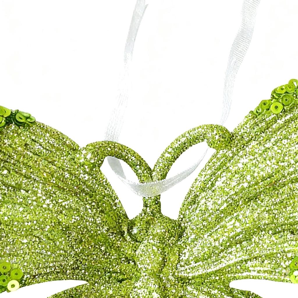 Snowflakes Ornaments 3D Lightweight Festive Green Glitter Detail Pendant Cute Christmas Ornaments for Indoor Home Living Room