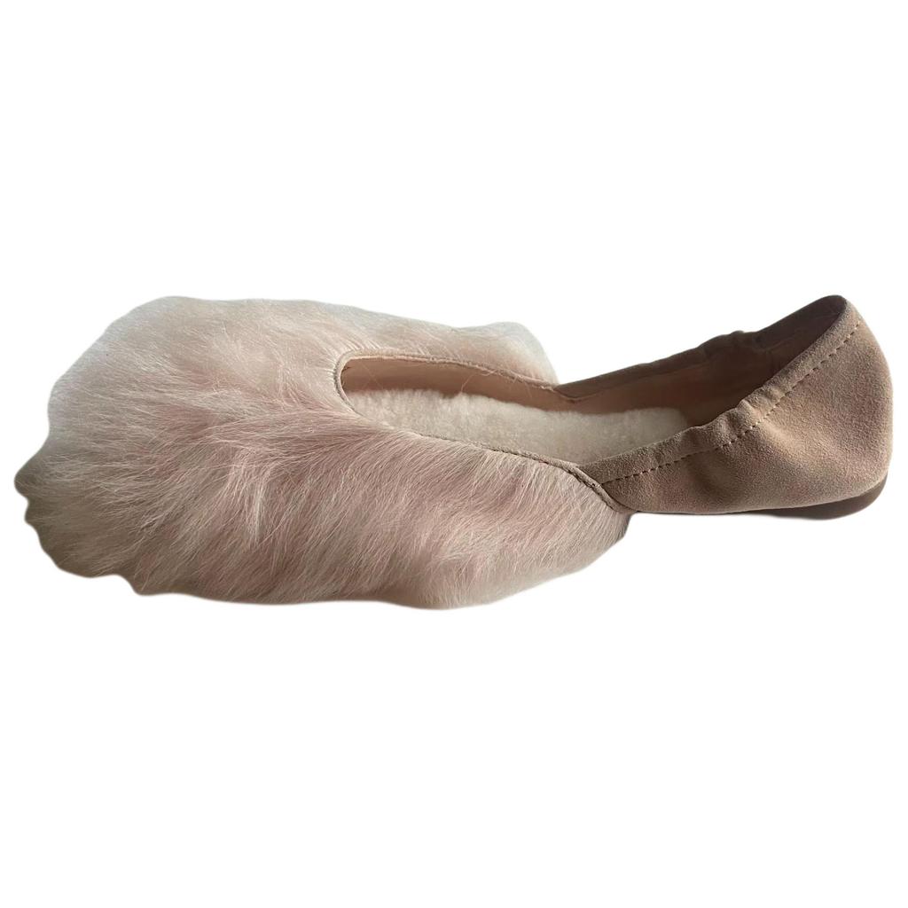 UGG Jeanie Fluff Flat Sheepskin Slip-On Comfortable Casual Shoes Women Flats Pink 1097554-AMB