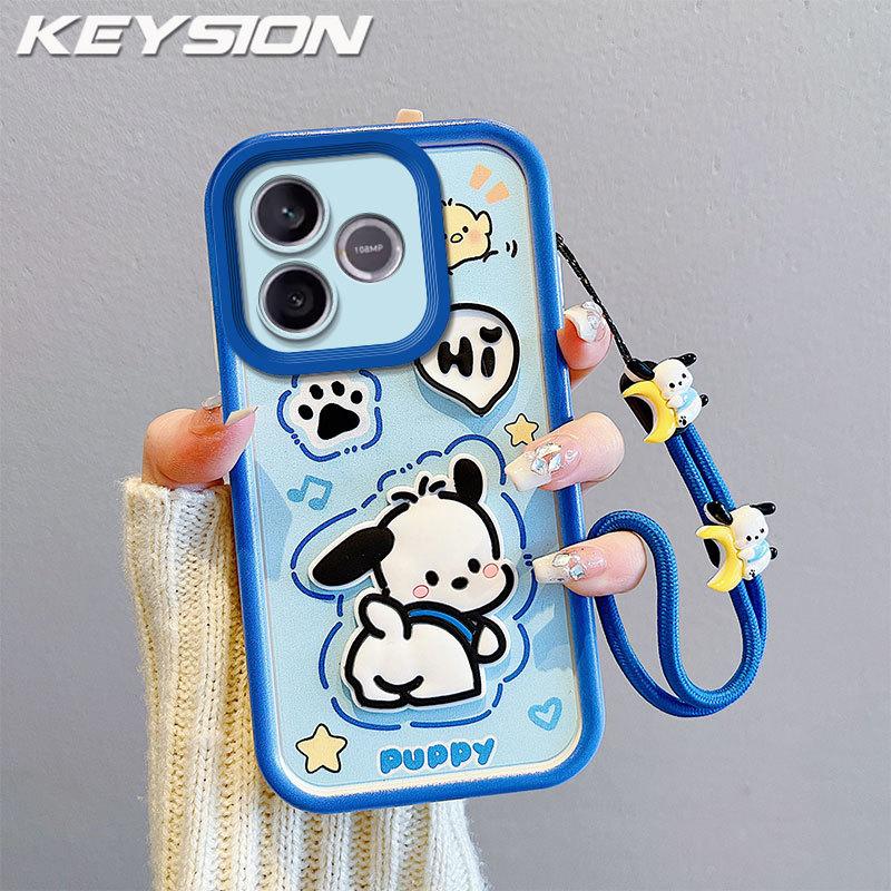 KEYSION Shockproof Case for HONOR X5c Plus with Lanyard Soft Silicone Cute 3D Cartoon Doll Phone Cover for Huawei Honor X5c
