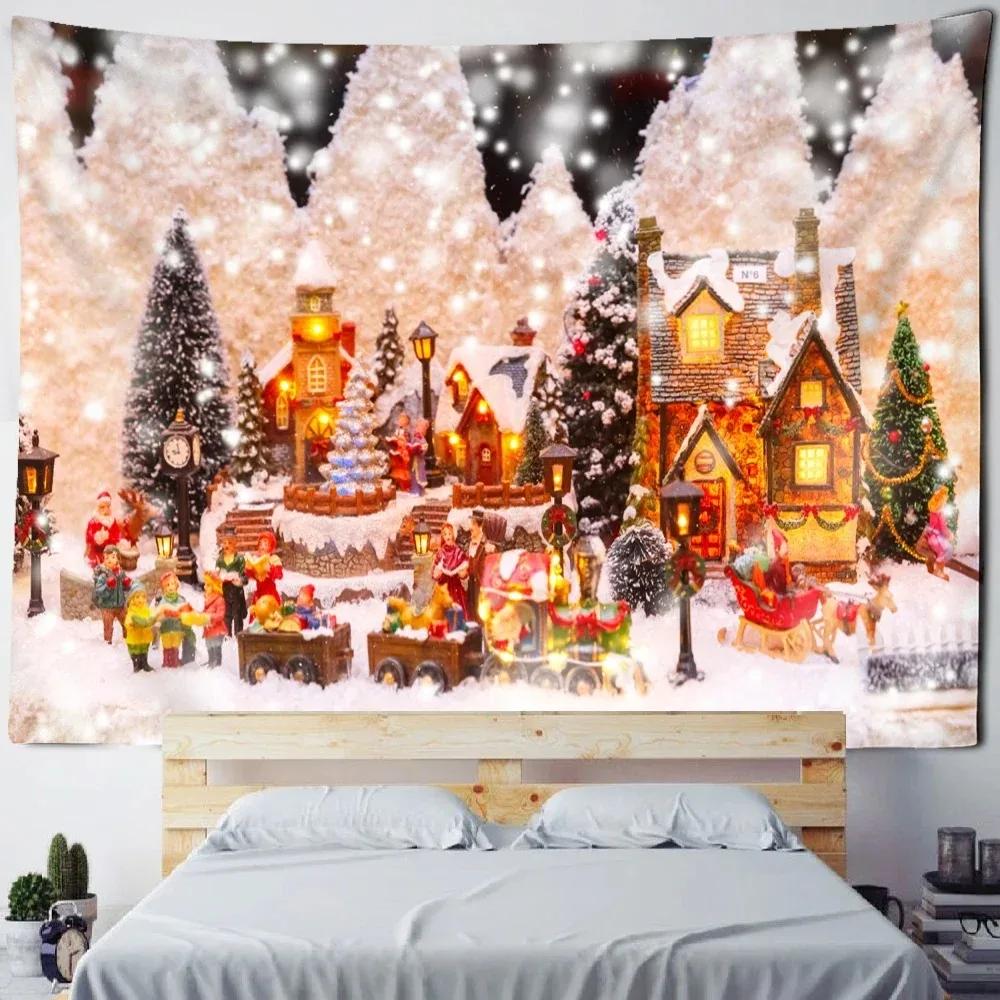 Christmas Theme Snowman Pattern Tapestry Living Room Sofa Home Decor Tapestry