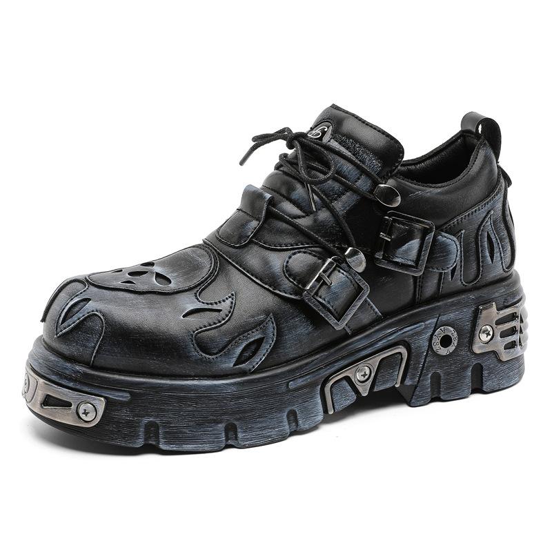 2025 new retro dark platform gold heavy-soled muffin small leather shoes goth style shoes punk leather shoes 561207-J