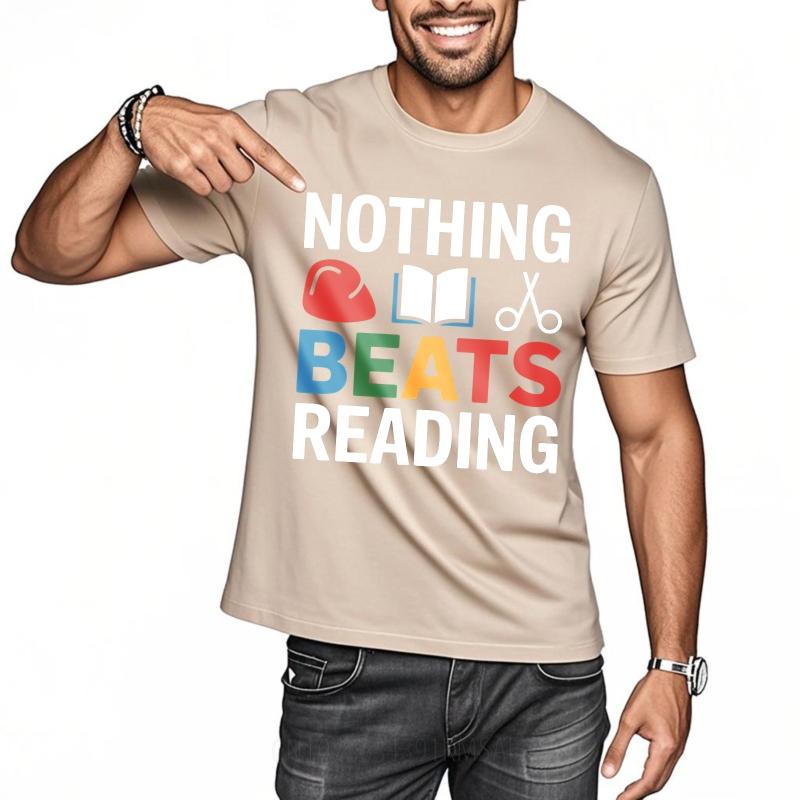 Street Wear For him Oneck tshirt Daily Wear Nothing Beats Reading With Book And Scissors Trendy For her Teeshirt t shirt