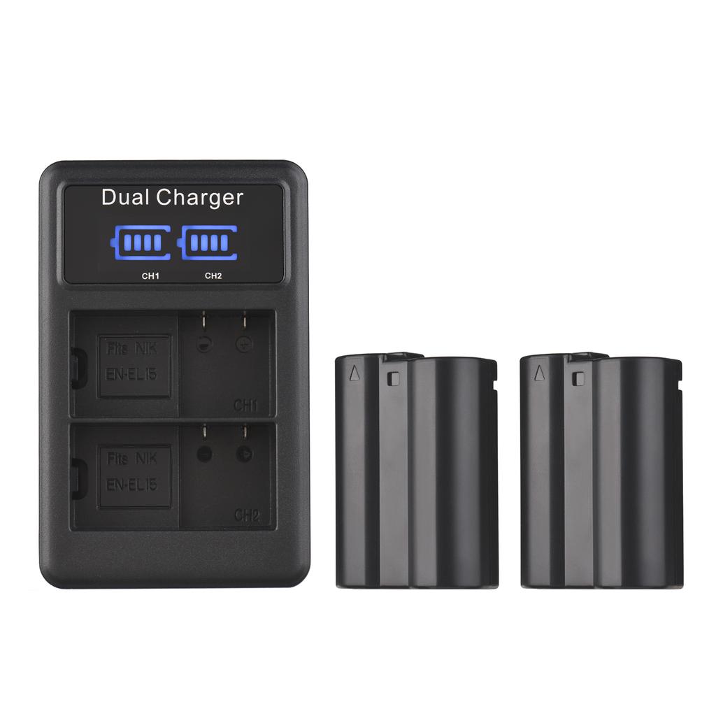 Camera Battery  r Set EN EL15 2550mAh Rechargble Battery and 2 Channel USB  r Set for  6  7 1 V1 D500 D600 D610