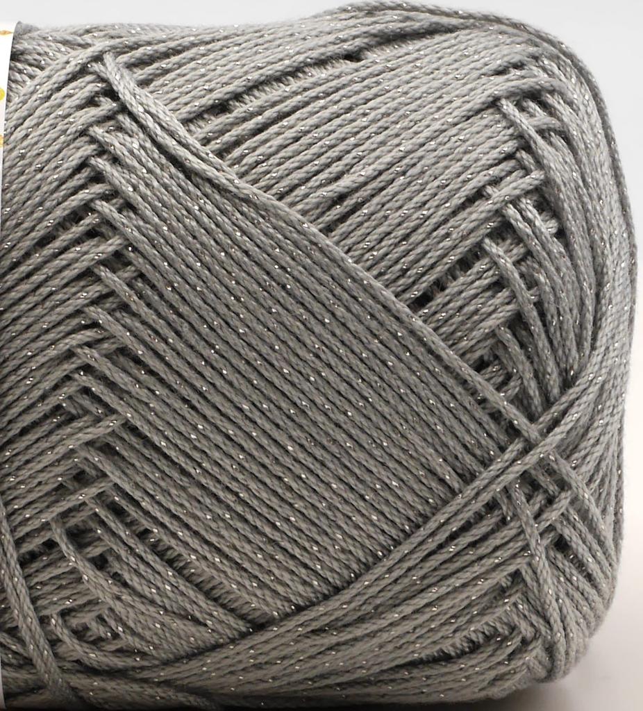 Hamanaka Hand Knitting Yarn, Washed Cotton Crochet Lamé, Approx. 25g, Color 414, Gray, 2517