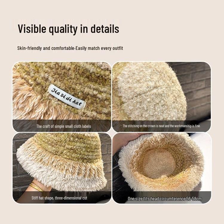 Women's Color Block Knitted Fisherman Hat - Warm, Thick, with Ear Protection & Large Brim, Perfect for Autumn/Winter.