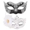 Venetian Painted Phantom Mask Halloween Carnival Party Jazz Half Face Mask Curved Horn Gold Glitter Decor Unisex