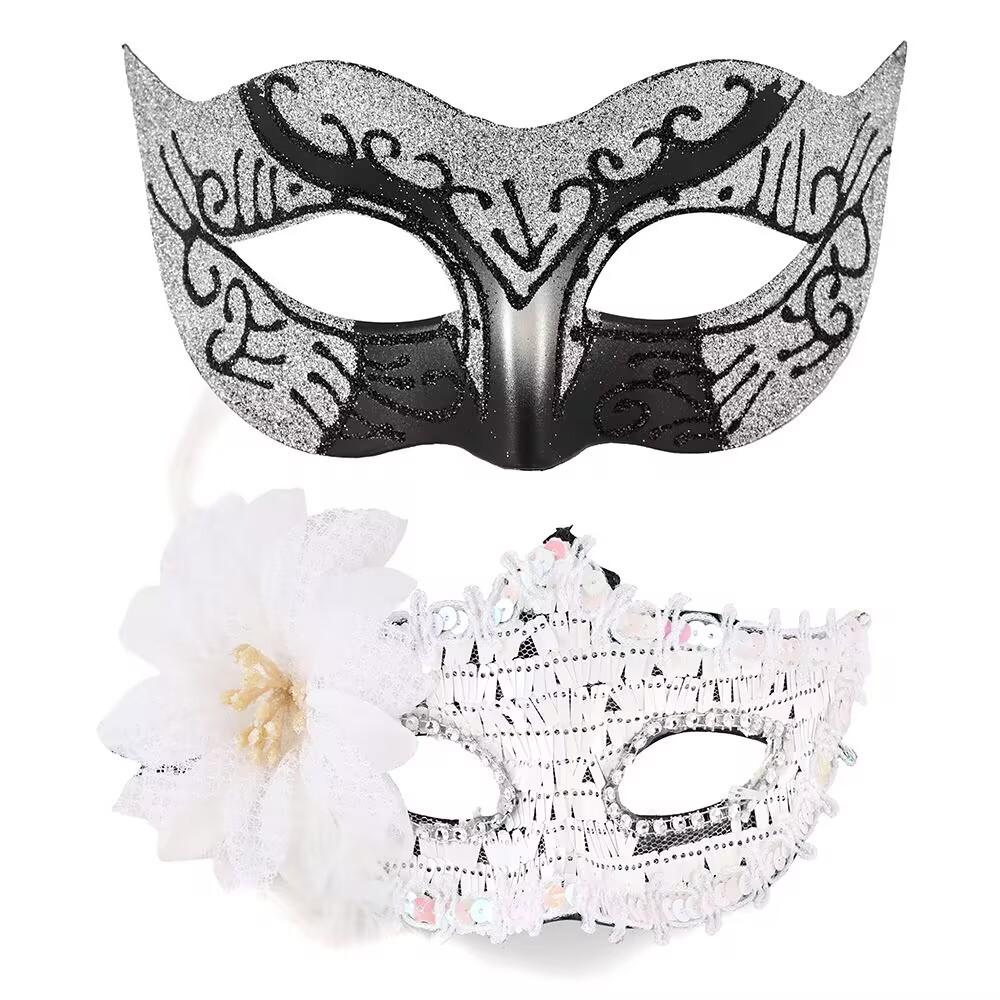 Venetian Painted Phantom Mask Halloween Carnival Party Jazz Half Face Mask Curved Horn Gold Glitter Decor Unisex