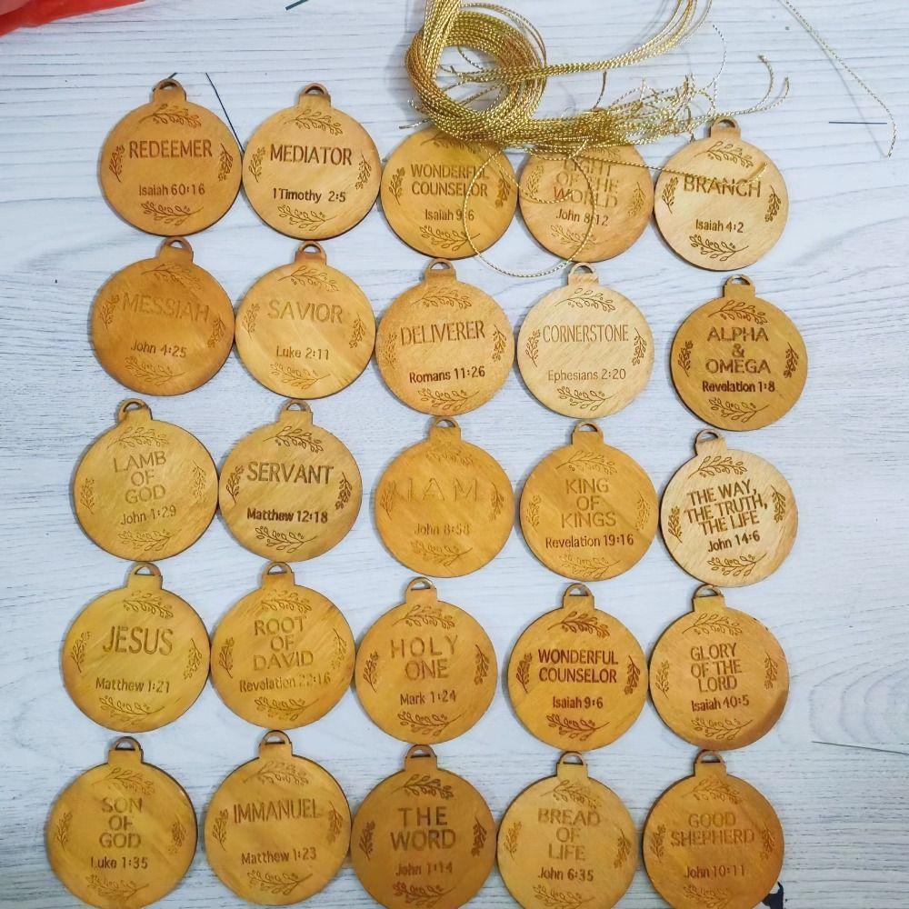 10Pcs Christmas Xmas Tree Hanging Pendant Christianity Wood Tree Decoration  Winter Home Decor