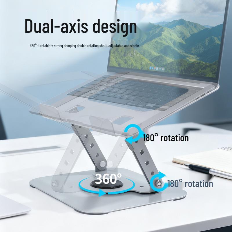 Foldable 360° Rotating Laptop & Tablet Stand with Adjustable Height & Heat Dissipation