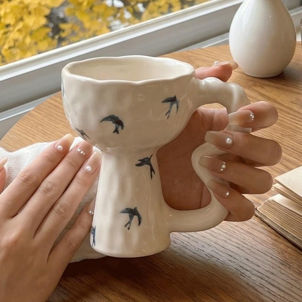 Irregular Design Handmade Mug Hand-Painted Dessert Cup Creative Art Goblet  Cafe