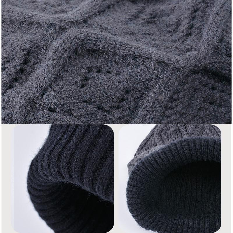 Winter Warm Hat Women's Big Head Hat Outdoor Coldproof Ear Protection Knitted Wool Hat
