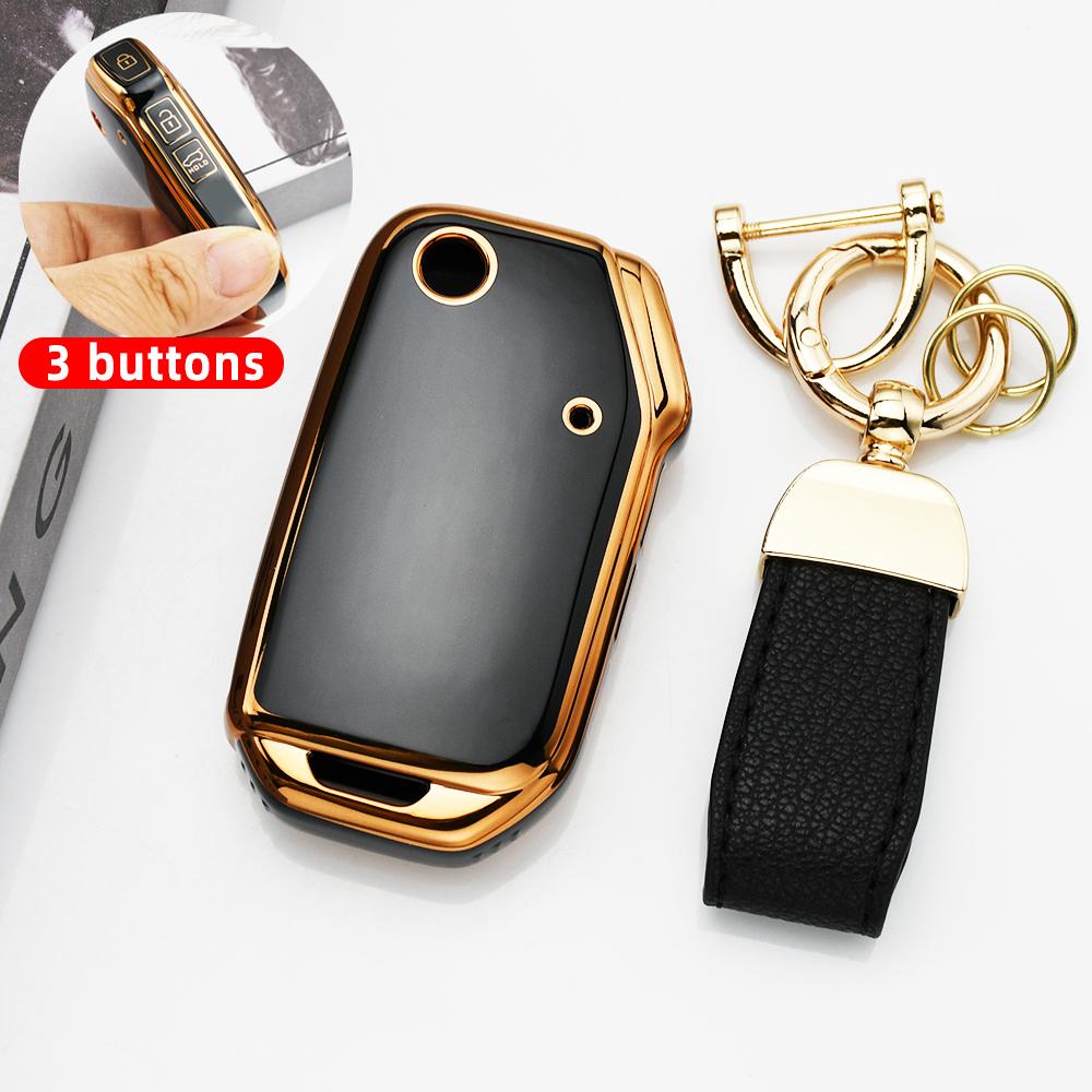 Gold Edge Tpu Car Key Case Cover Auto Shell Fob For Kia Sportage  Sorento Ceed  Cd Forte Cerato  K3 Gt Seltos