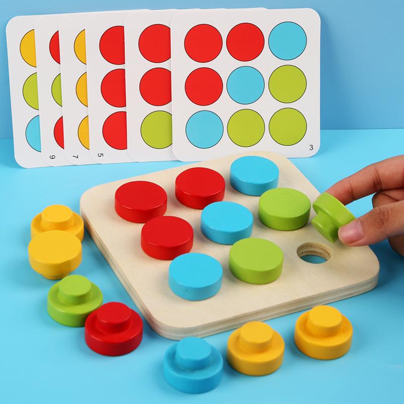 Montessori Houten Speelgoed Kleur Vorm Matching Puzzelspel Kleurrijk Kralen Kleurherkenning Vroeg Educatief Speelgoed Cadeau Voor Kinderen