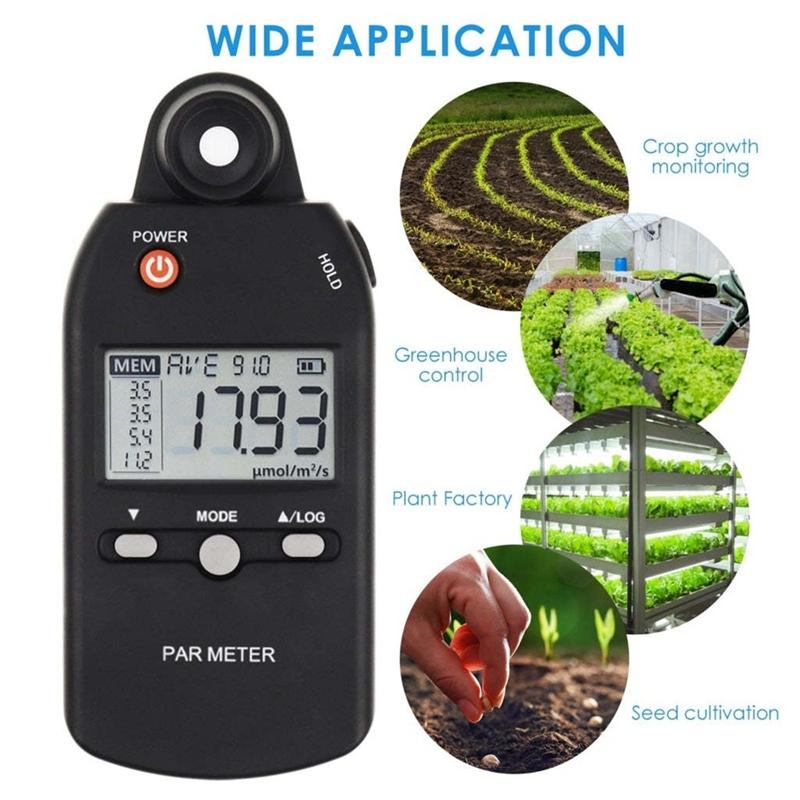 PAR Meter Illuminance Meter PPFD Quantum Sensor Full-Spectrum Record Function Indoor Outdoor Plant Light Meter