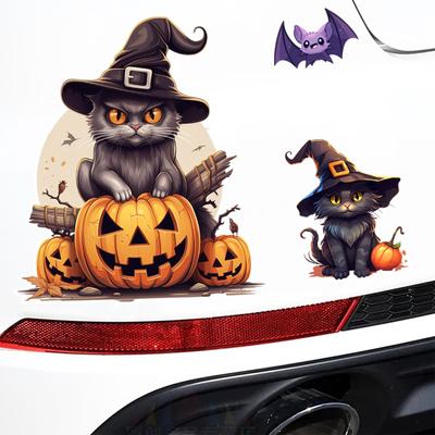 Pumpkin Cat Bat Castle Creative Car Stickers Waterproof Auto Bumper Trunk Body Cover Scratches Vinyl Decals Halloween Decoration