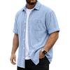 Men's Versatile Casual Corduroy Button-down Short-sleeved Shirt With Pockets
