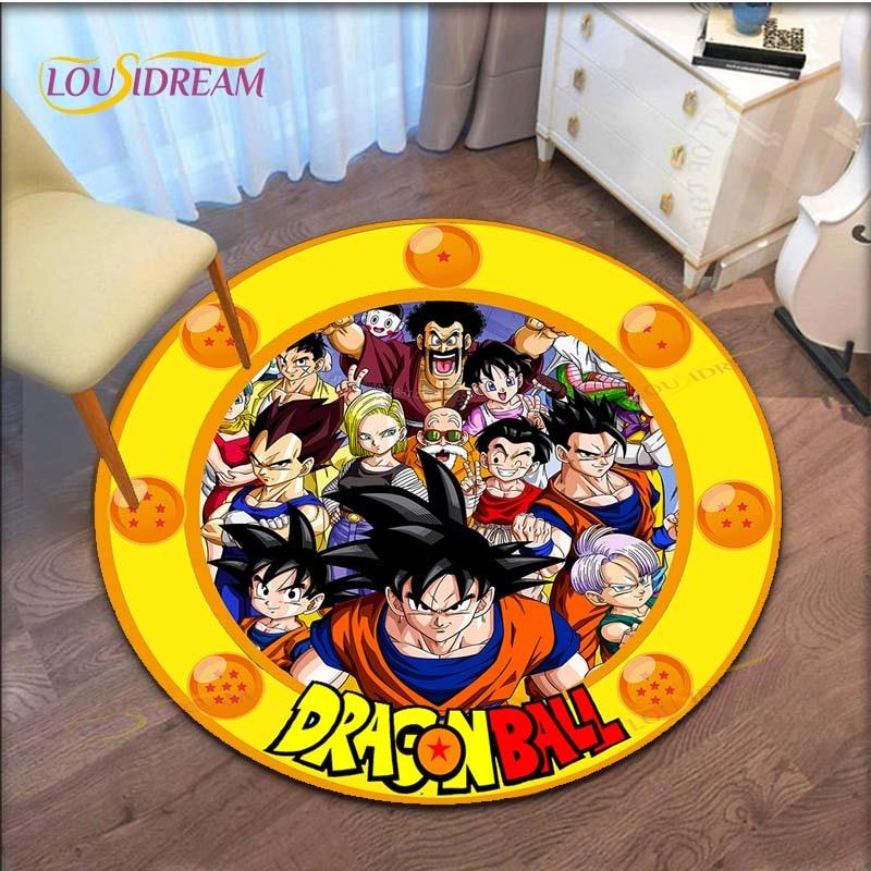 GOKU Carpet Cartoon Dragon Ball Non-slip Floormat Area Rug Round Play Mat for Playroom Kidsroom  Rugs for Bedroom