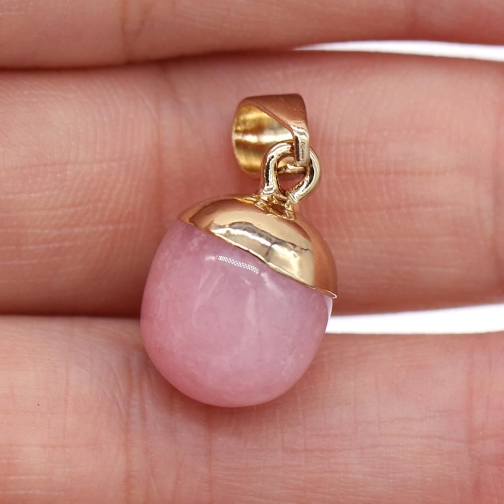 2Pcs, Aura Healing Crystal Pendant with Golden Buckle, Handcrafted Spherical Natural Stone Quartz Agate Gemstone Charms for Jewelry Making DIY Crafts