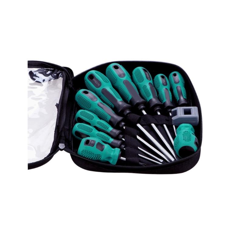 Steel Screwdriver With Industrial Magnetized Tip Flat & Slotted Bit  Screwdriver Multifunctional Magnetic Tool