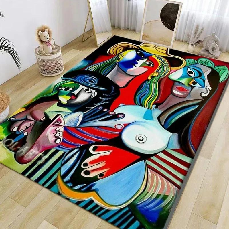Picasso Abstract Style Painting Printed Carpet Fashion Non-slip Rug Living Room Bedroom Bathroom Kitchen Door Mat Decor Gift